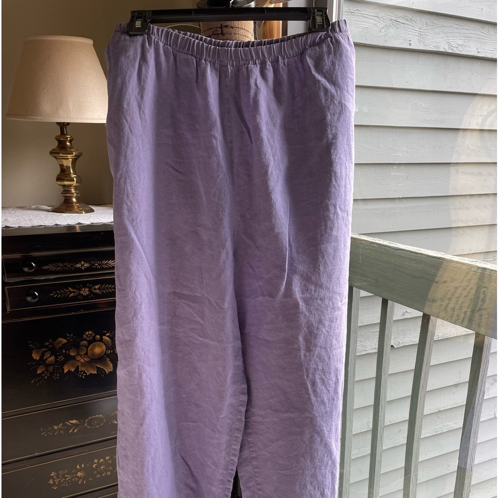FLAX BRAND…LARGE…Linen…Lavender…Capri length with pockets